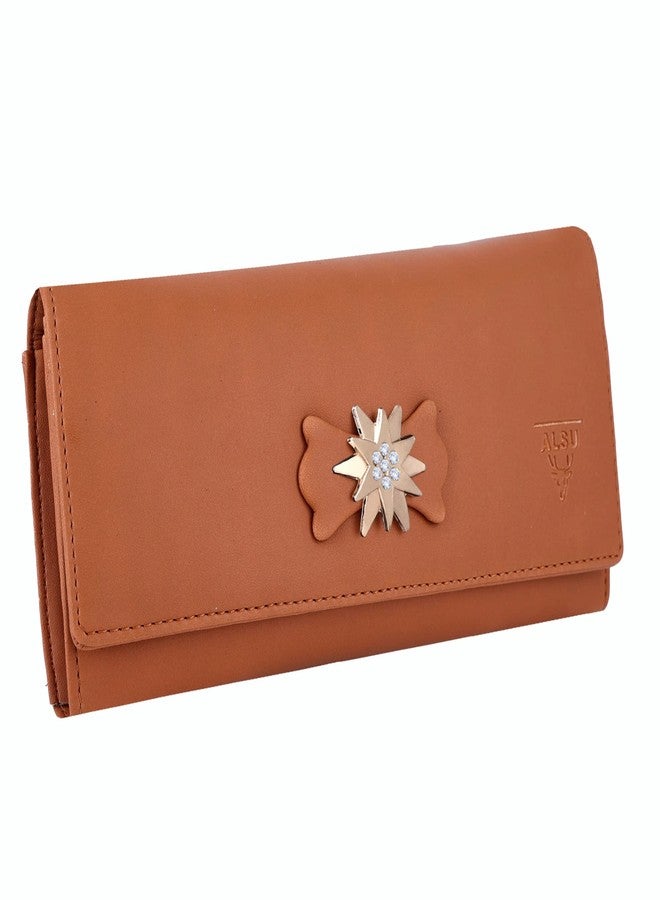 ALSU Women's Wallet Hand Purse Clutch Vegan Leather | Phone Pocket | 4 Card Pocket (Tan) - Image 4